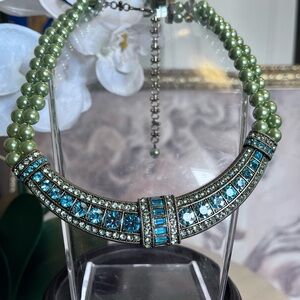 Elegant Green and Blue Beaded Necklace